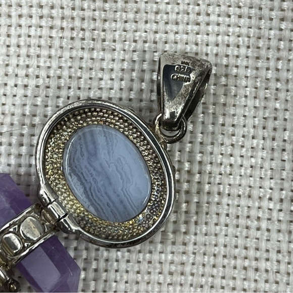 Vintage Whitney Kelly Sterling Silver Pendant w/ Agate, Amethyst & Chalcedony - Picture 13 of 17